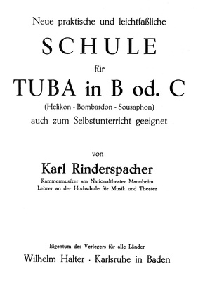 Musikverlag Wilhelm Halter - Rinderspacher Tuba Bb or C