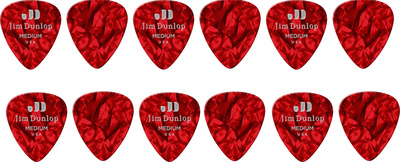 Dunlop - Celluloid Red Pearloid Medium Dunlop - Celluloid Red Pearloid Medium